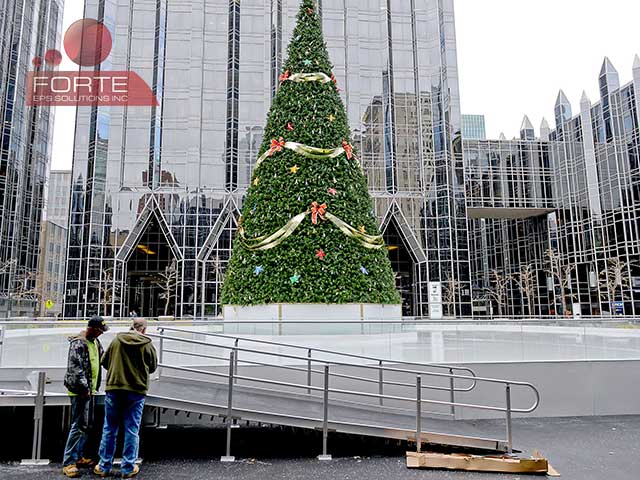 Fortefy Geofoam EPS Blocks for PPG Plaza Ice Rink in Pittsburgh PA - Getting ready for the Holiday Season